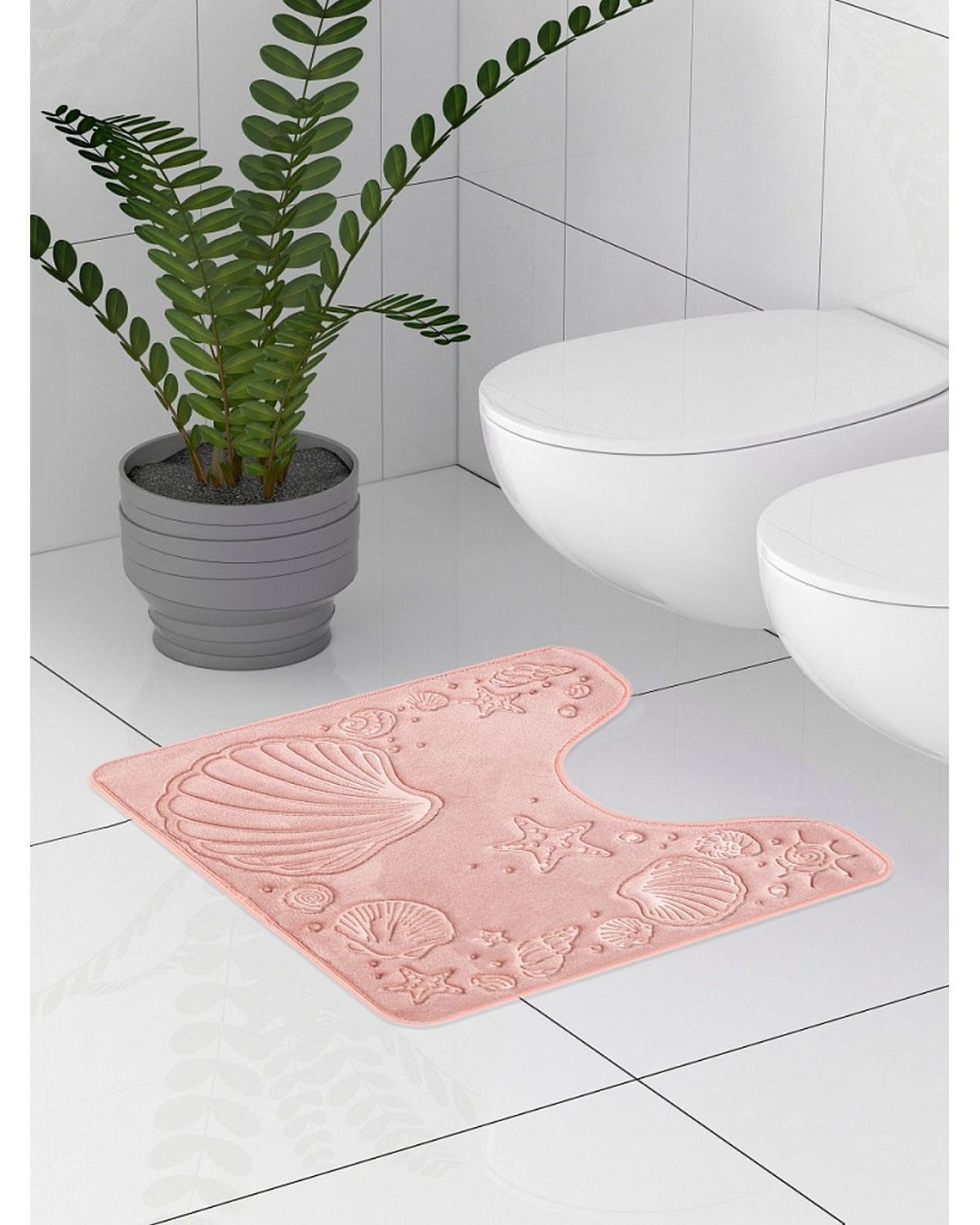 коврик для ванной ракушка розовый квадрат